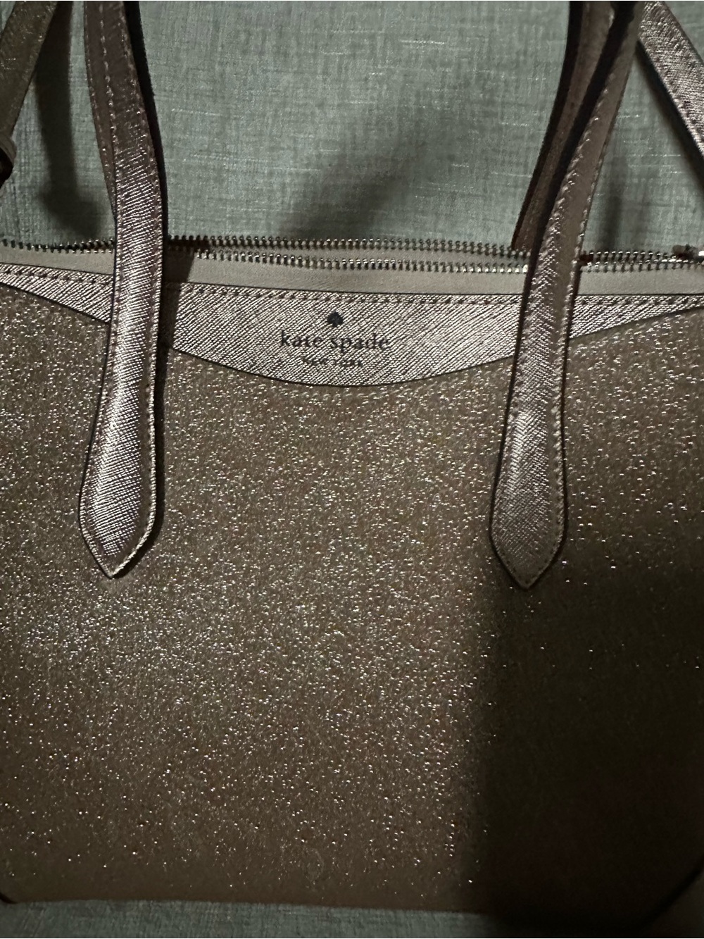 kate spade Metallic Glitter Tote in metallic rose gold